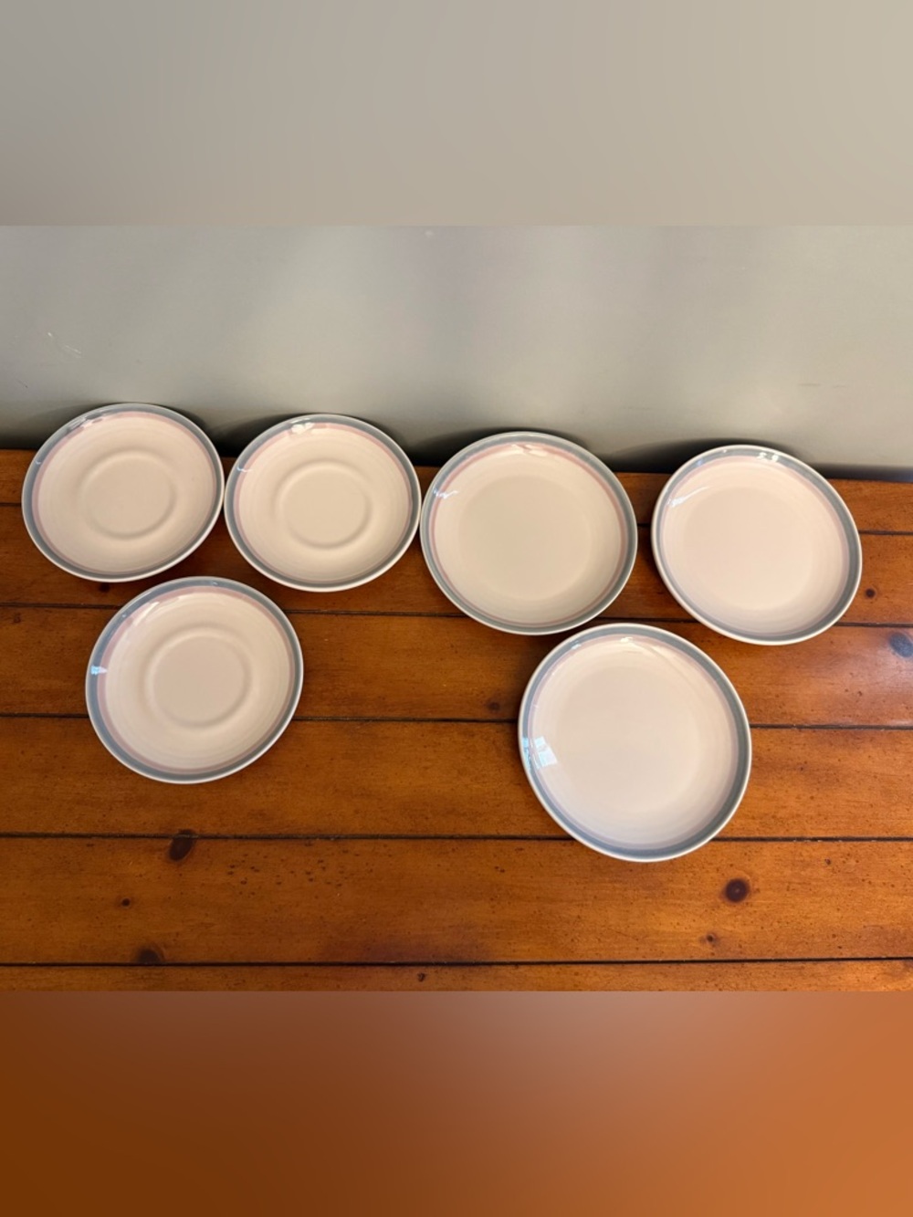 Vintage Pfaltzgraff Aura Pink Salad Plate and Saucers 6 Pc Set